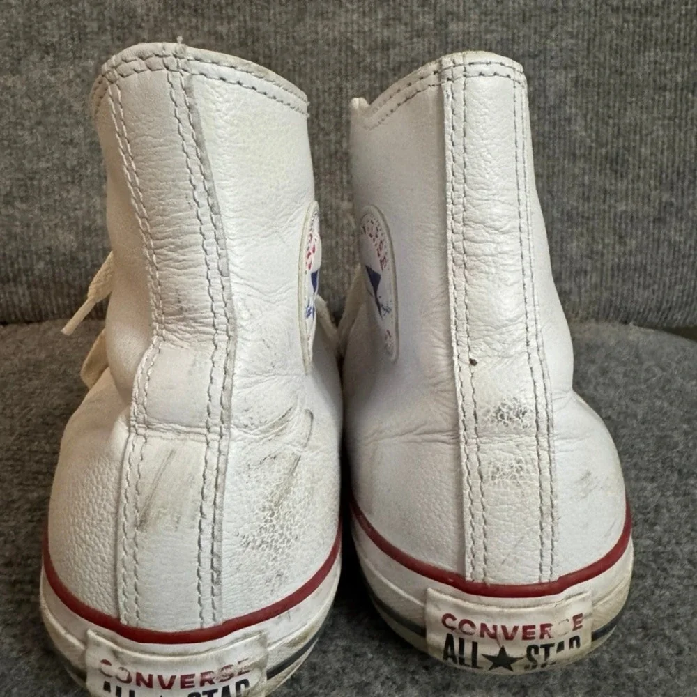 Converse Chuck Taylor All Star High Top White Leather Sneakers 132169C Mens 9.5 - Picture 7 of 9
